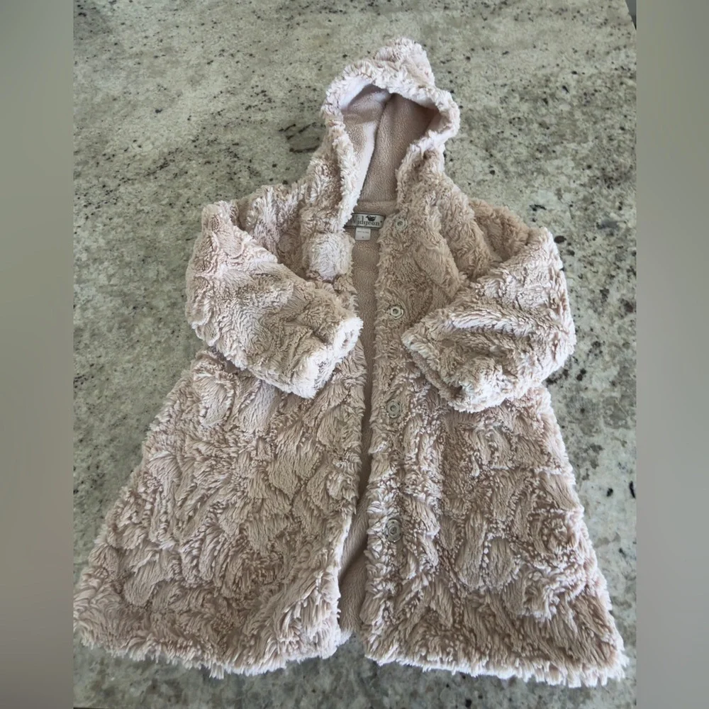 Widgeon Girls Faux‎ Fur Hooded Coat Size 5 Blush Pink
